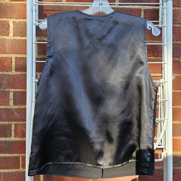 Tantrums black vest christmas  tree reindeer santa sleigh velour front Sz Small - Picture 6 of 7